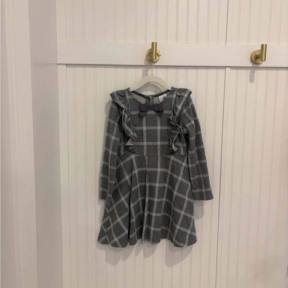 Janie and Jack Girls Dress in Grey With Blue Detail